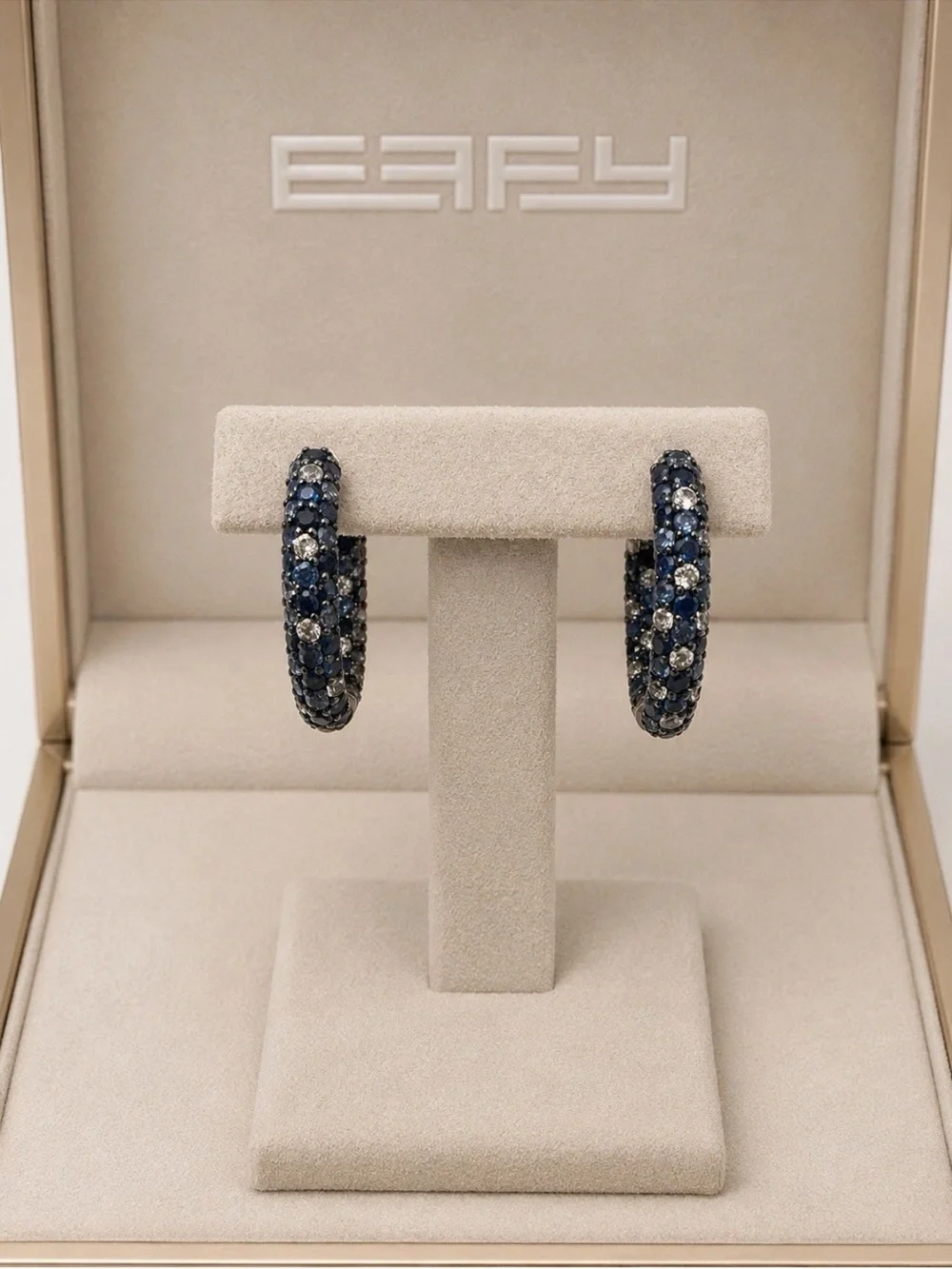 Effy 925 Sterling Silver Blue Sapphire Hoop Earrings/Gift/NEW